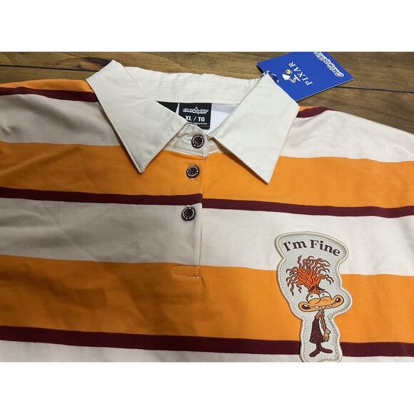 Cakeworthy Inside Out Shirt Womens XL Orange Anxiety Striped Rugby Disney Pixar - Picture 7 of 14